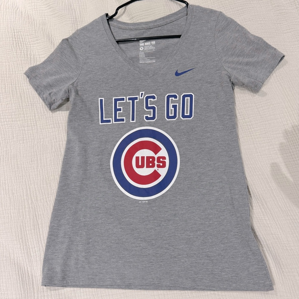 Nike Women's Gray "Let's Go Cubs" Short Sleeve Tee
